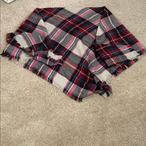 Wool plaid multi colored scarf